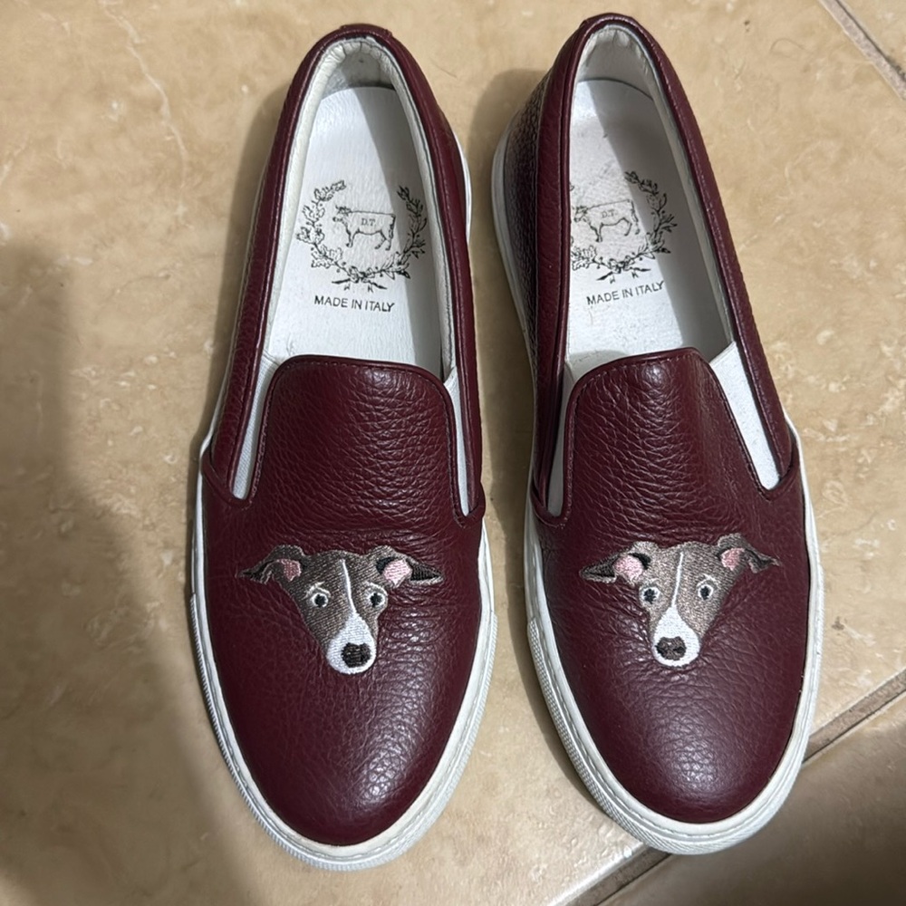 Del Toro one of a kind custom embroidery slip on on leather